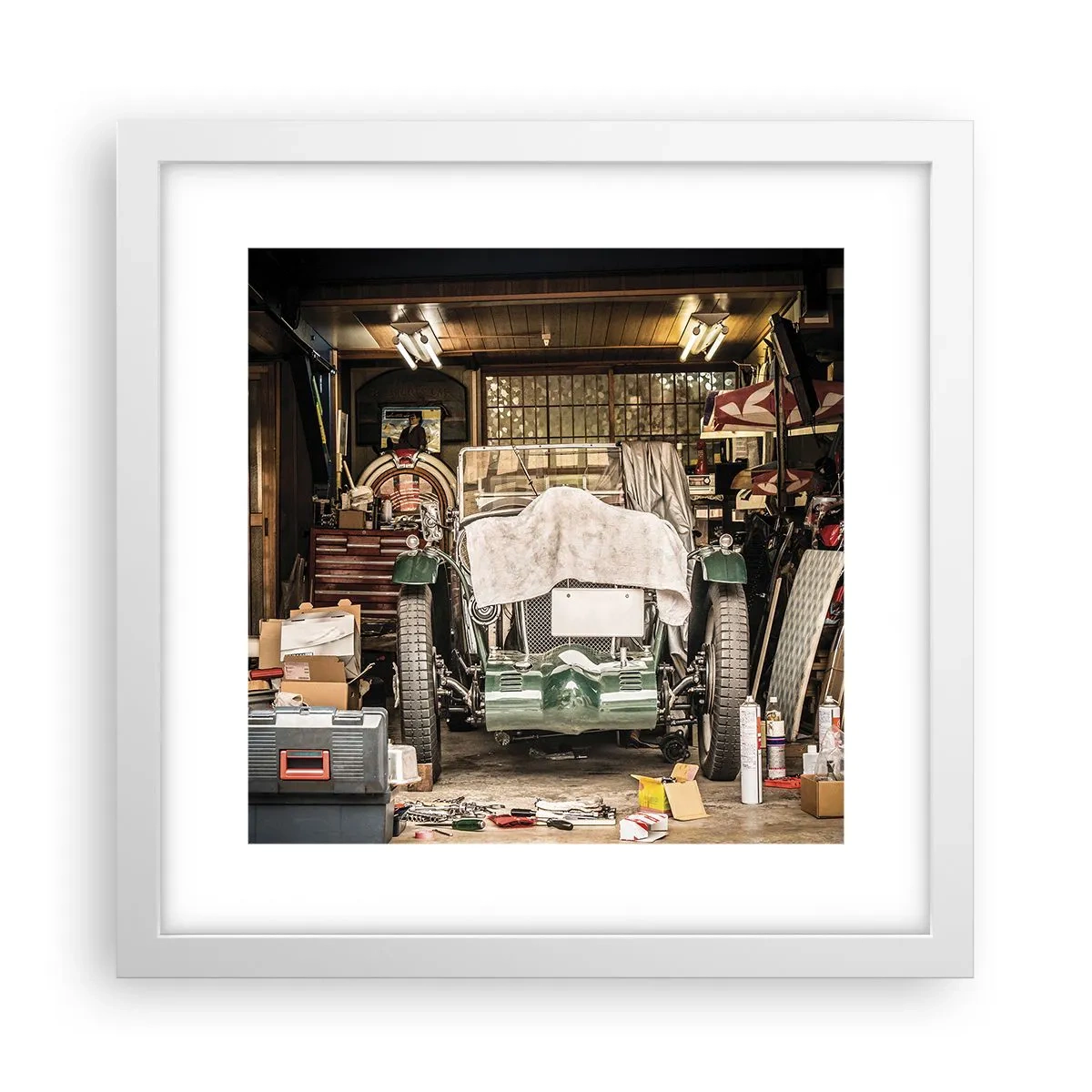 Poster in white frmae - Back to the Past - 30x30 cm