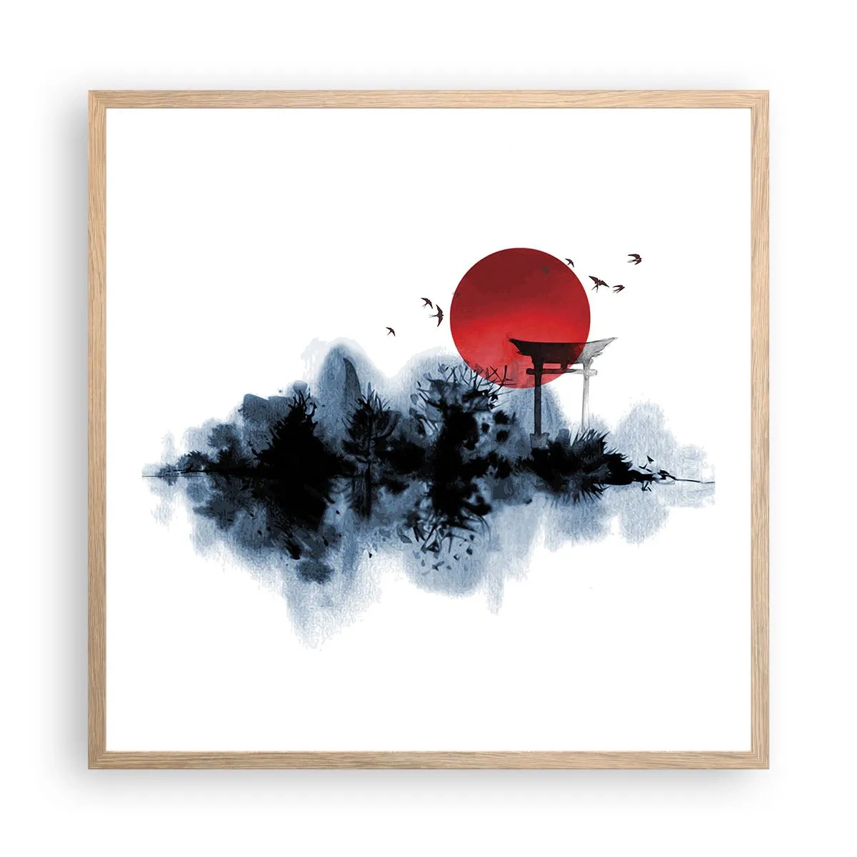Poster in light oak frame - Japanese View - 60x60 cm