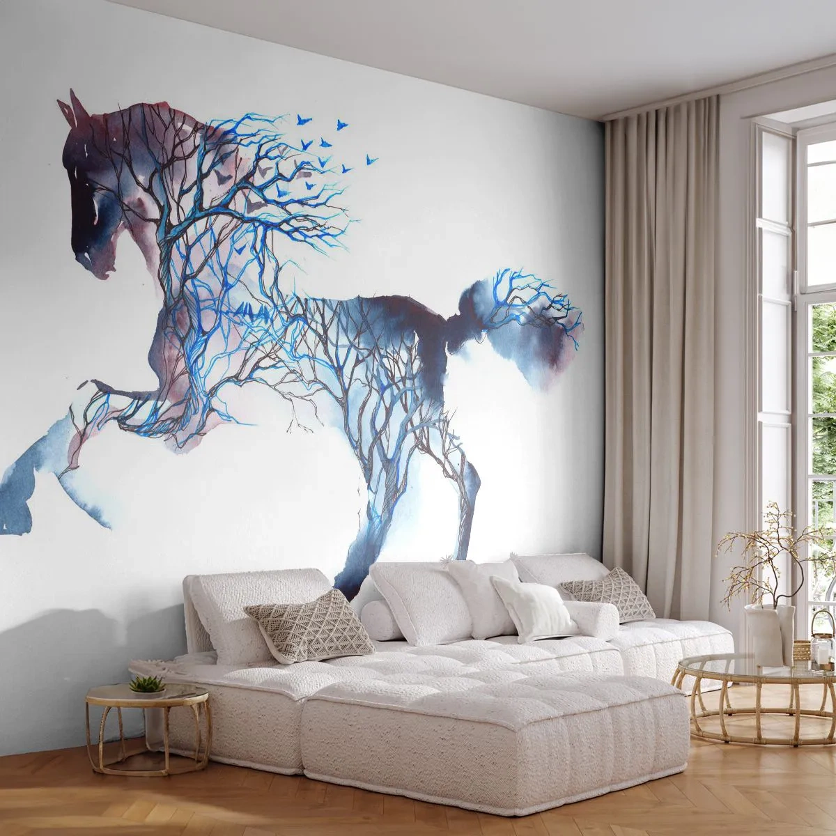 Photo Wallpaper Premium Canvas - As If Forest Moved - Abstraction, Horse, Animals - 200x140 cm