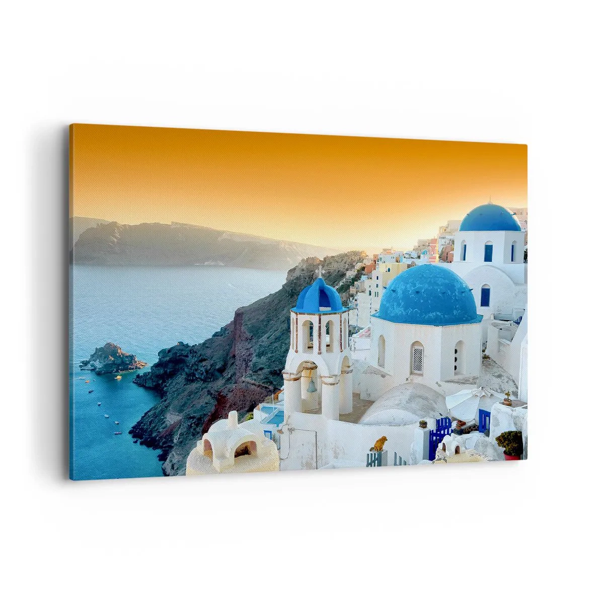 Canvas picture - Santorini - Snuggling up to the Rocks - 100x70 cm