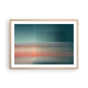 Poster in light oak frame - Abstract: Light Waves - 70x50 cm