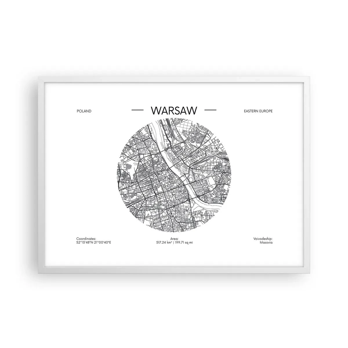 Poster in white frmae - Anatomy of Warsaw - 70x50 cm