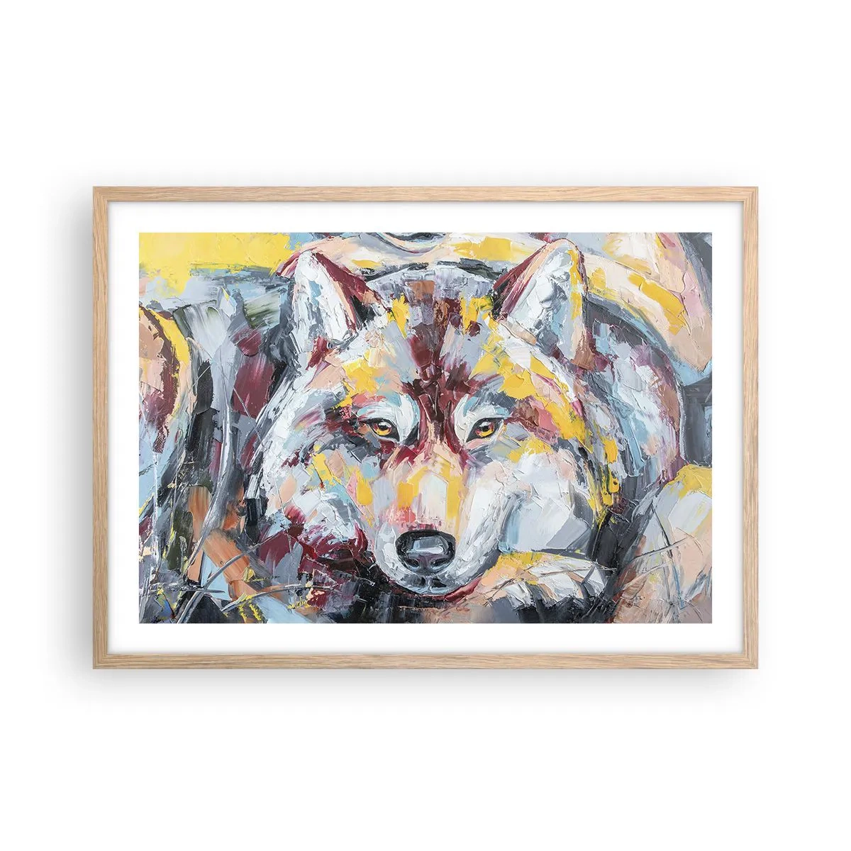 Poster in light oak frame - Wolf Eyes - 70x50 cm