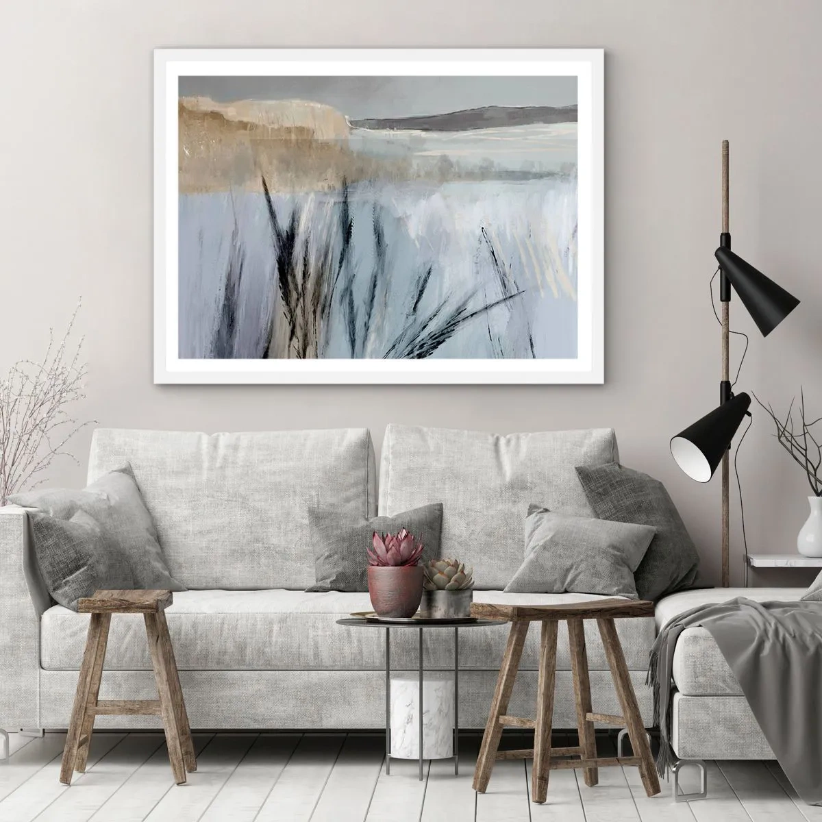 Poster in white frmae - Winter Fields - 40x30 cm