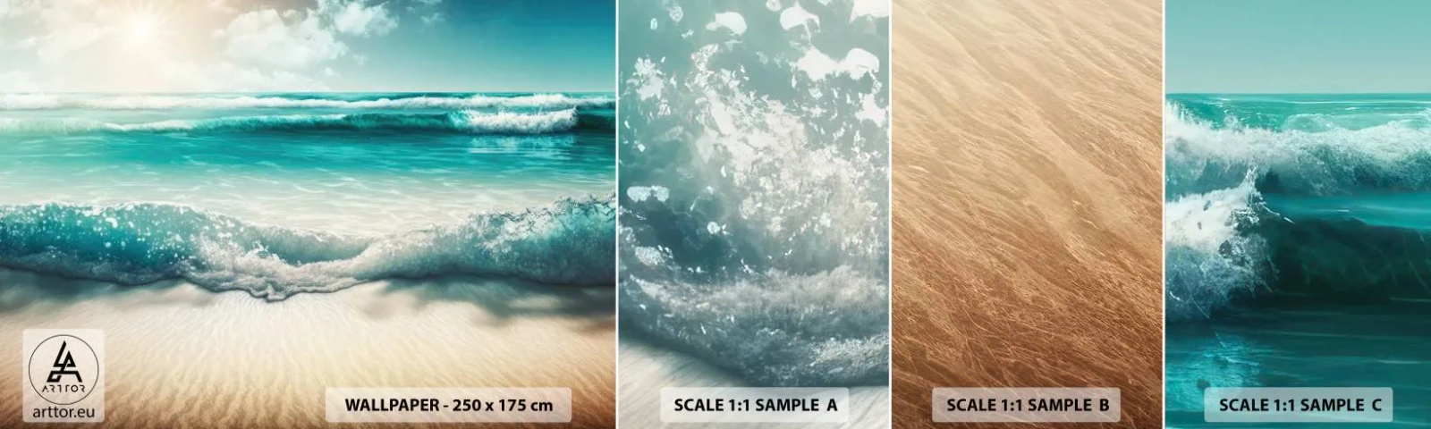 Photo Wallpaper Sample Self-Adhesive Deluxe Sticker - Calm of the Ocean - Beach, Sea, Edge - 100x30 cm