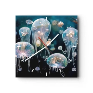 Wall clock - Clock on glass - Underwater Ball - 40x40 cm