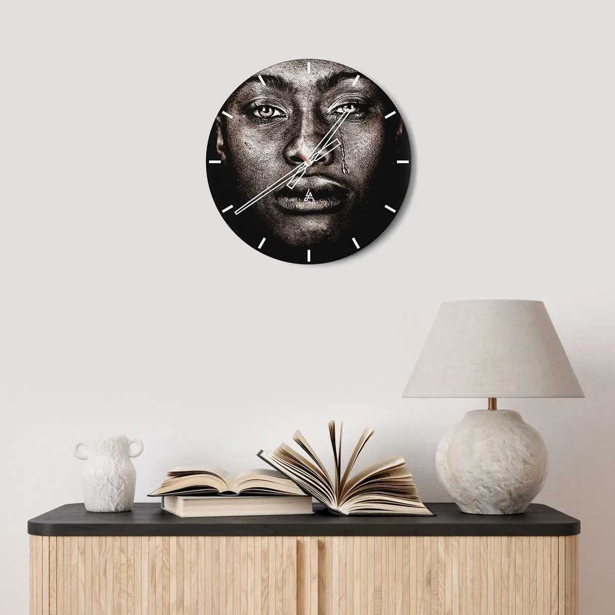 Wall clock - Clock on glass - One Tear - 30x30 cm