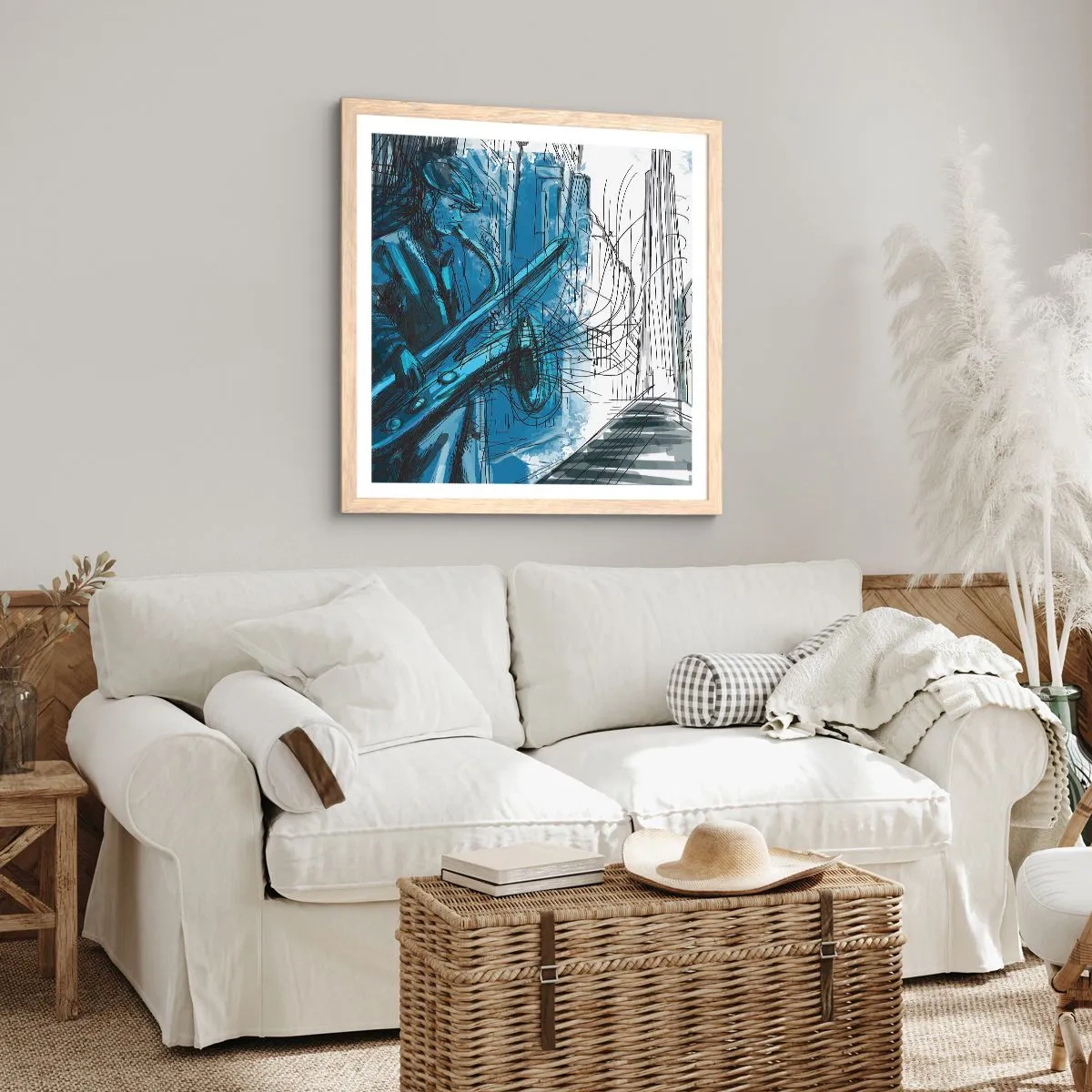 Poster in light oak frame - City Rhapsody - 60x60 cm