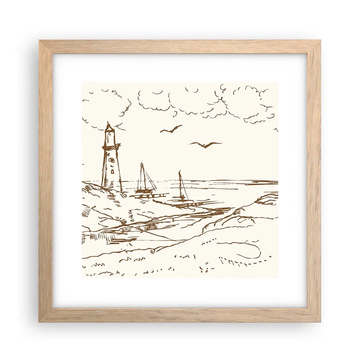 Poster in light oak frame - Outline of a Summer Postcard - 30x30 cm