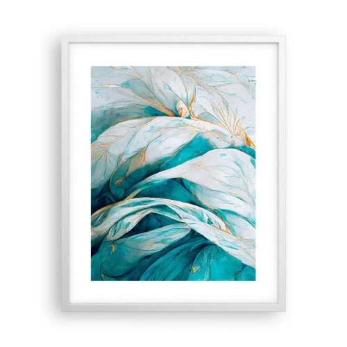 Poster in white frmae - Blue Abstract with a Golden Motif - 40x50 cm