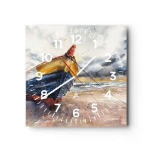 Wall clock - Clock on glass - Rest On the Shore - 30x30 cm