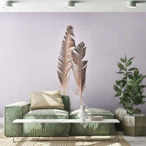 Photo Wallpaper Premium Sand - Against Nothingness - Bird feather, Piece, Graphics - 450x315 cm