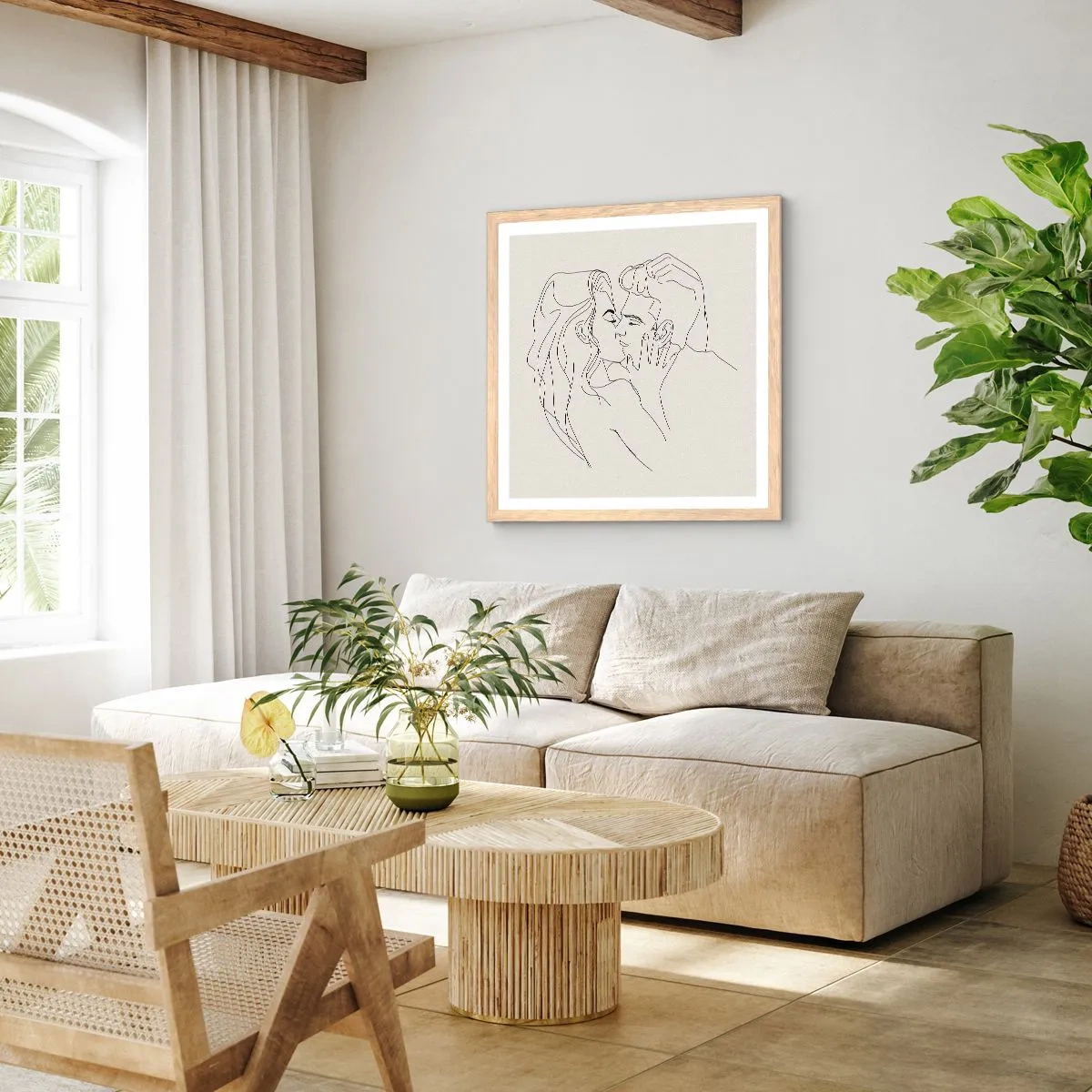 Poster in light oak frame - Tangled up by a Feeling - 30x30 cm