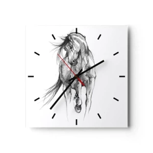Wall clock - Clock on glass - In a Graceful Trot - 40x40 cm