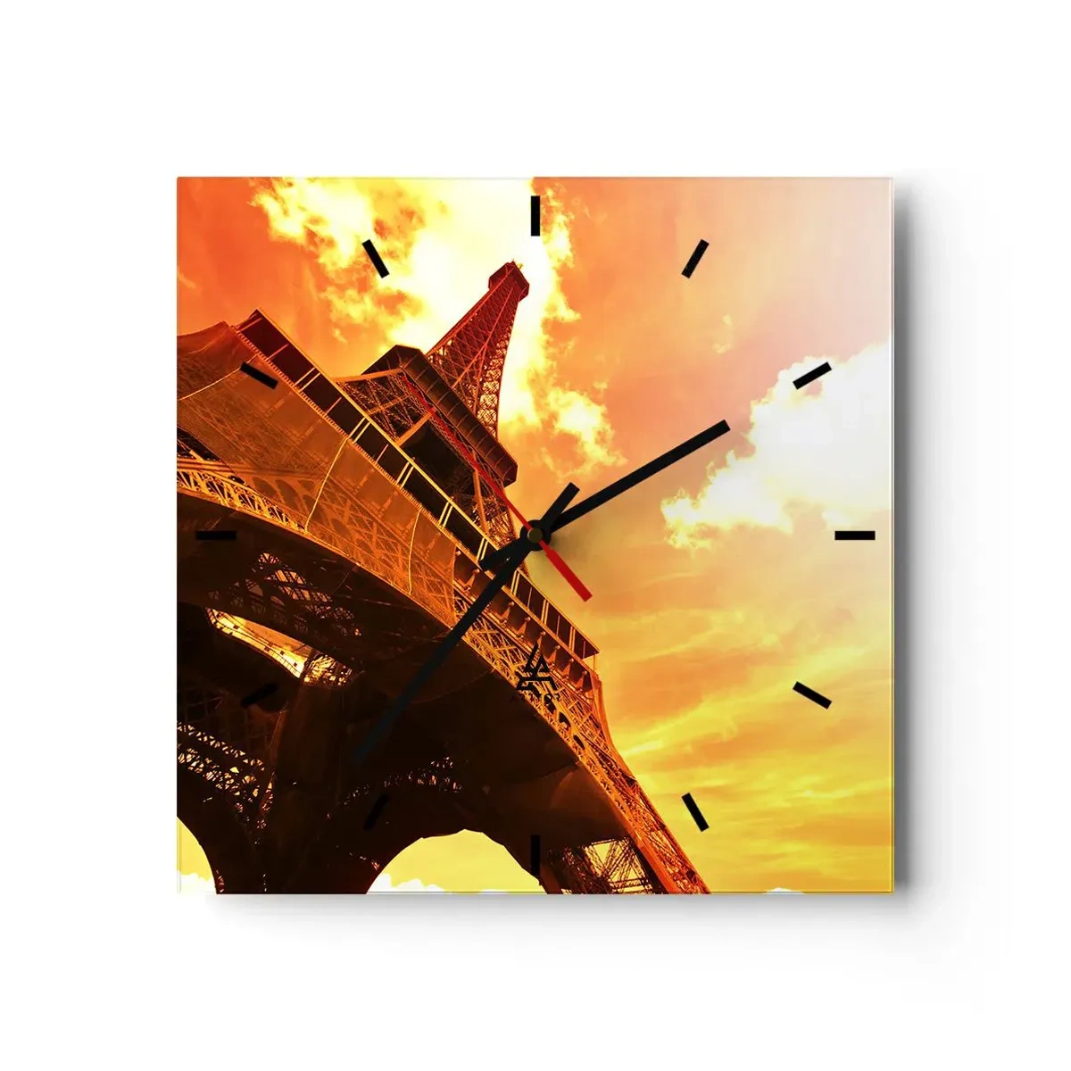 Wall clock - Clock on glass - Monumental because Gilded by the Sun - 30x30 cm