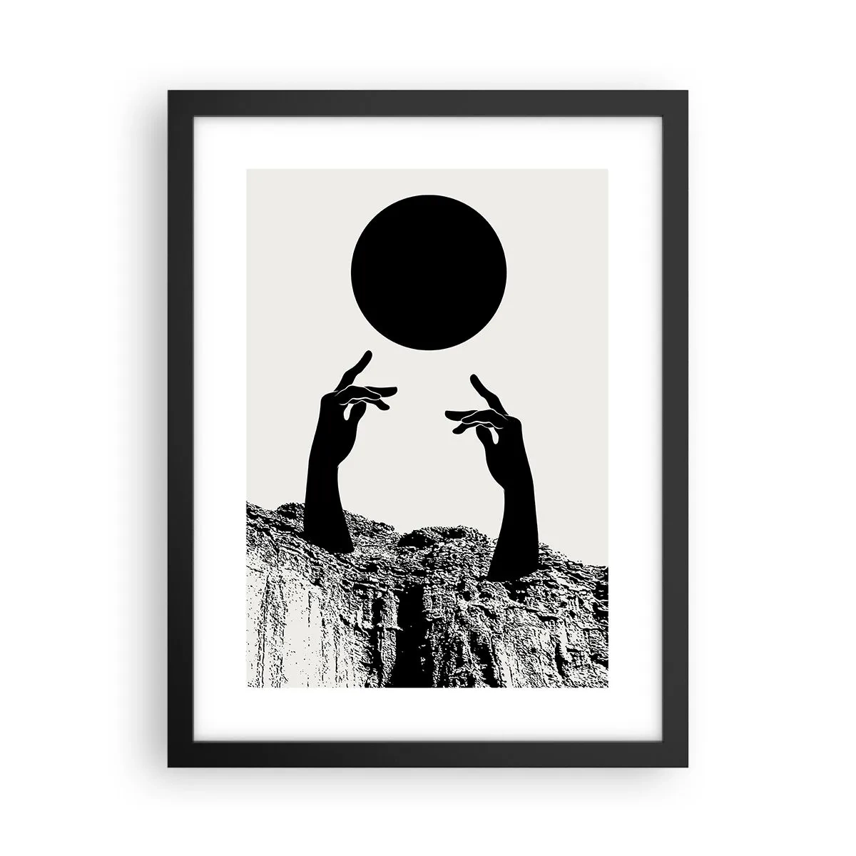 Poster in black frame - Surrealistic Composition: Sun and the Rest - 30x40 cm