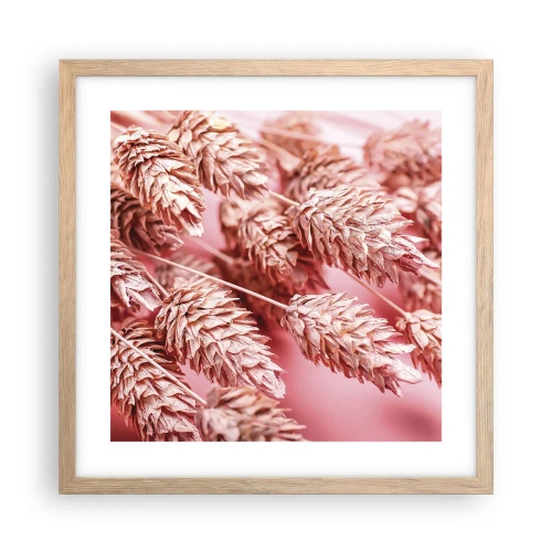Poster in light oak frame - Flowery Cascade in Pink - 40x40 cm