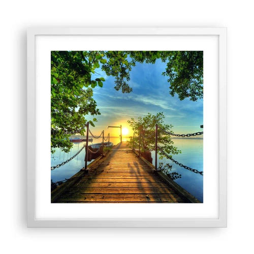Poster in white frmae - Sunset by the Water - 40x40 cm