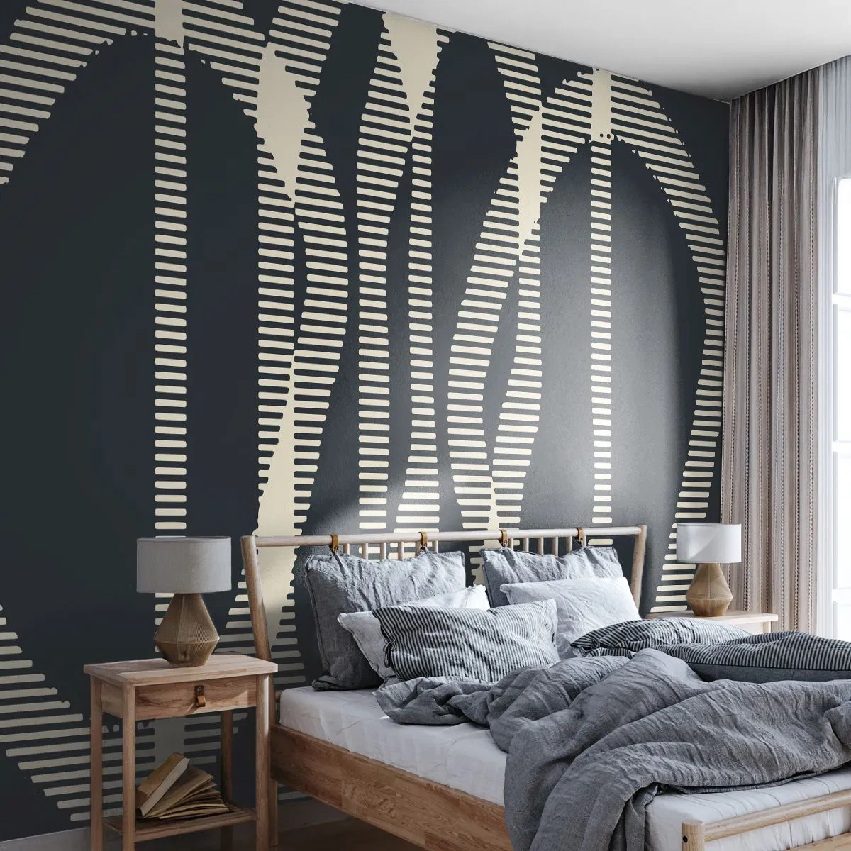 Photo Wallpaper Standard Eco - Attempt at Breaking Darkness - Abstraction, Piece, Modern Pattern - 350x256 cm