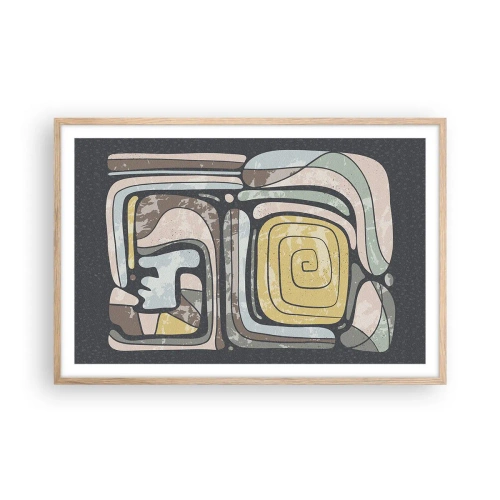 Poster in light oak frame - Abstract in Precolumbian Style - 91x61 cm