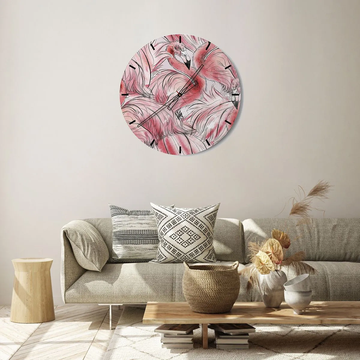 Wall clock - Clock on glass - Bird Corps de Ballet - 40x40 cm