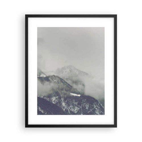 Poster in black frame - Foggy valley - 40x50 cm