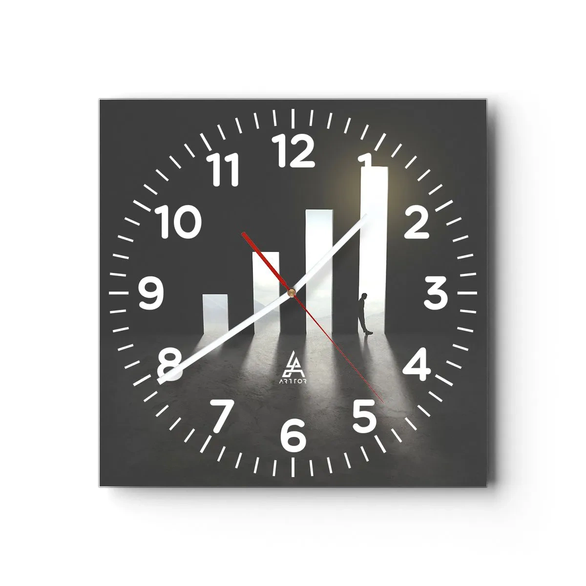 Wall clock - Clock on glass - Success - Impression - 40x40 cm
