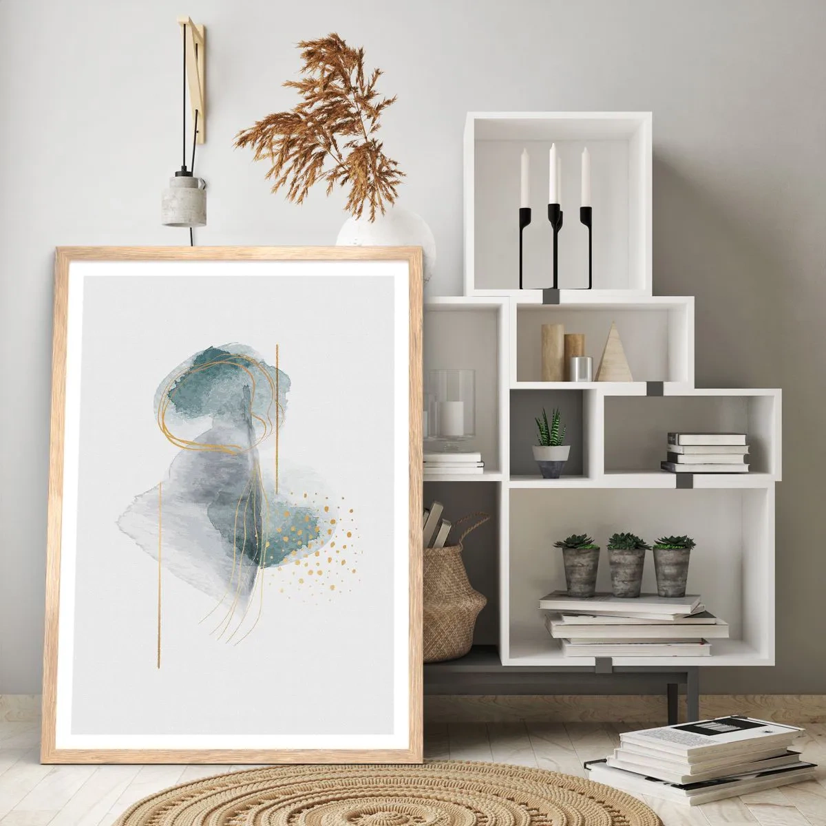 Poster in light oak frame - On the Relationships of Grey and Gold - 61x91 cm