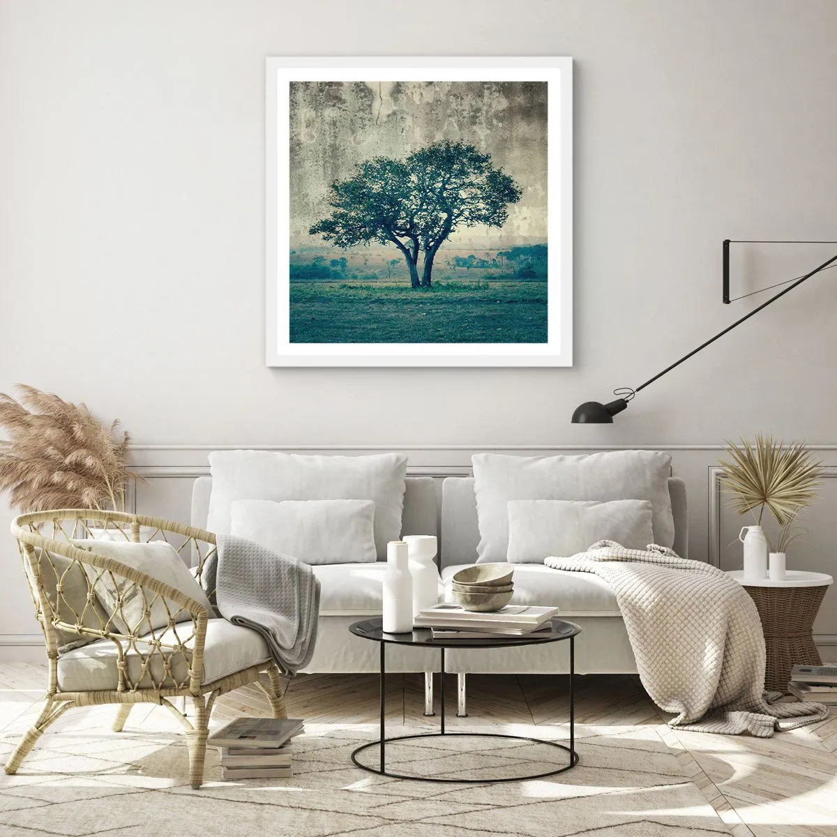 Poster in white frmae - Apple Tree in Blue? - 40x40 cm