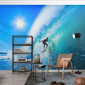 Photo Wallpaper Premium Canvas - Across Great Blue - Sport, Surfer, Sea - 450x315 cm