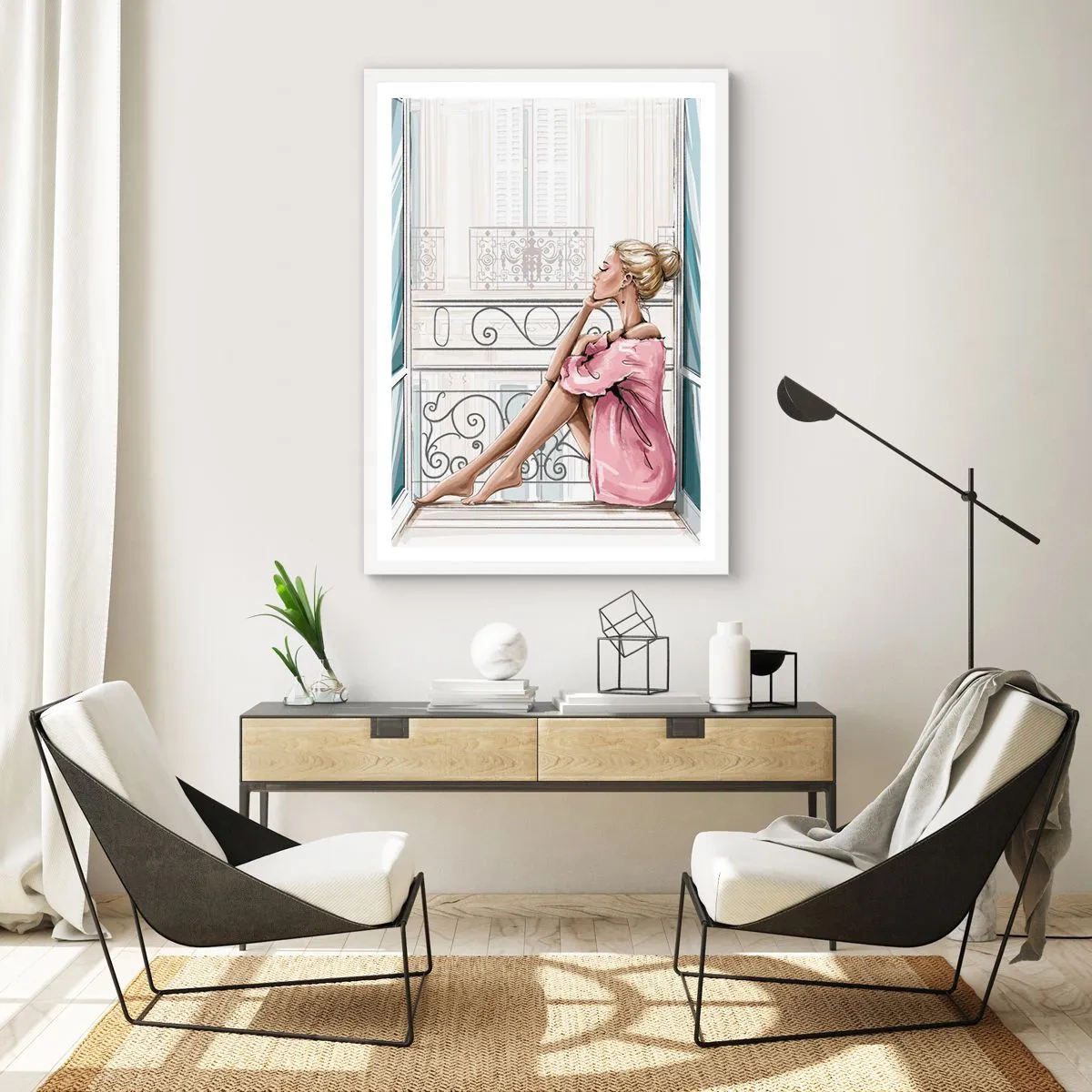 Poster in white frmae - Morning in Paris - 40x50 cm
