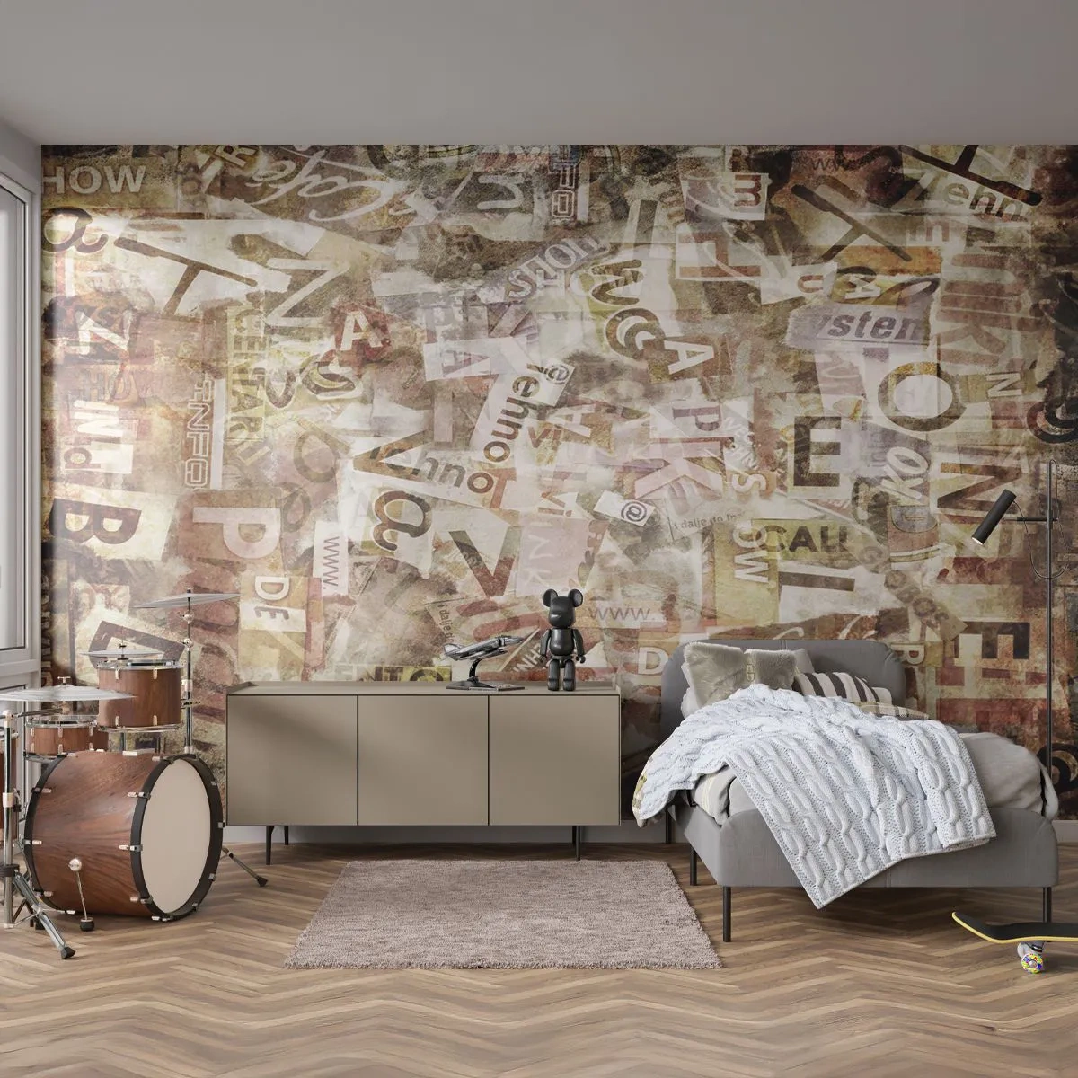 Photo Wallpaper Premium Sand - Jumbled up Words - Graffiti, Mural, Piece - 100x70 cm