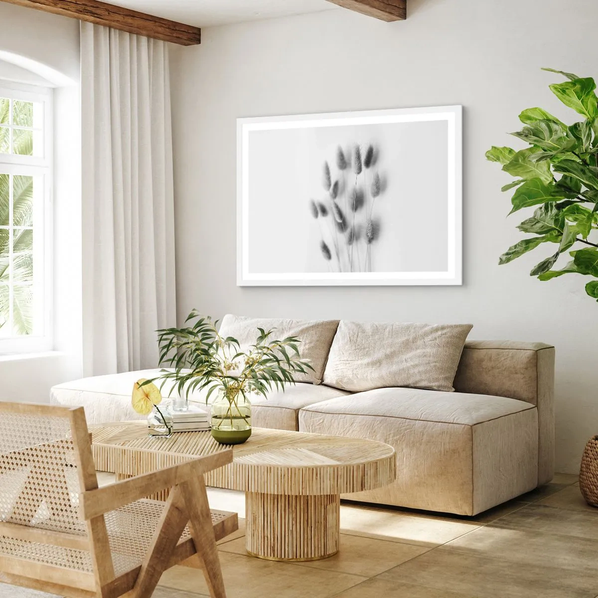 Poster in white frmae - Her Softness Grass - 100x70 cm