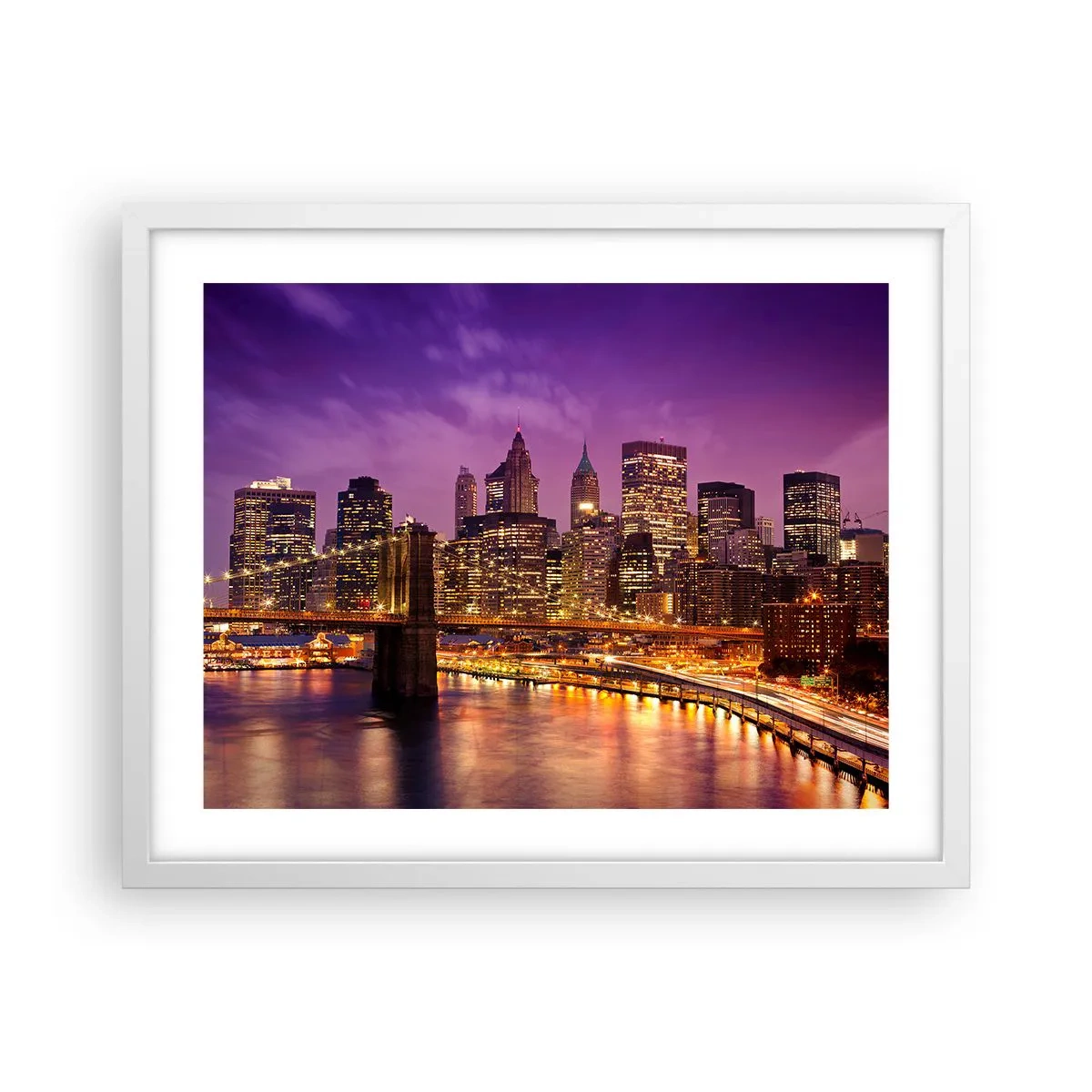 Poster in white frmae - Violet and Gold Manhattan - 50x40 cm