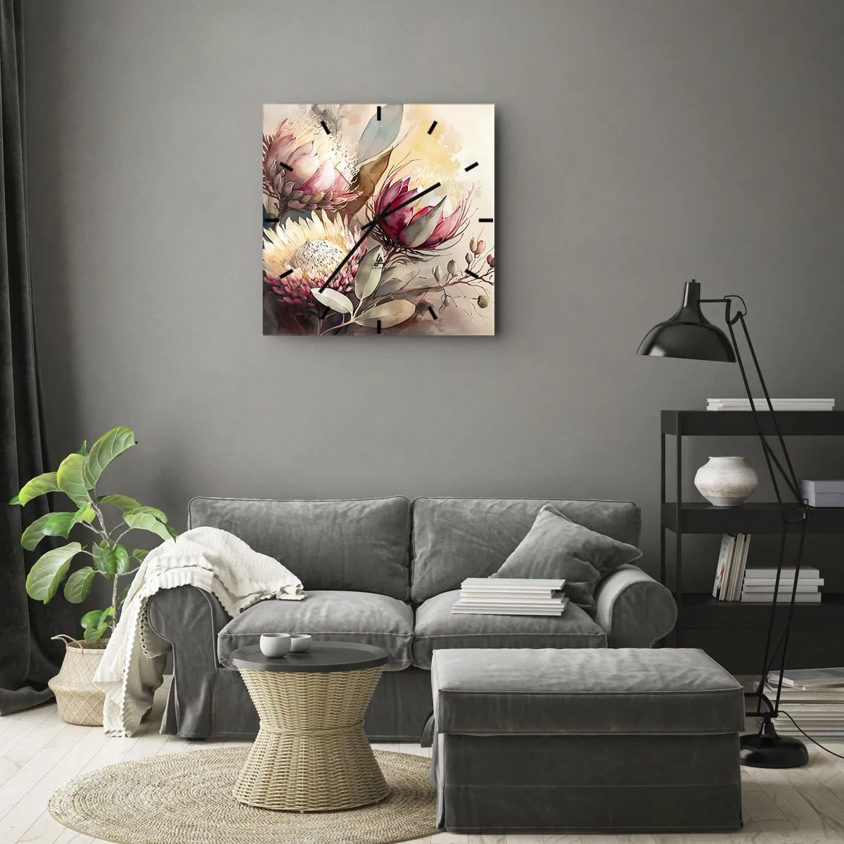 Wall clock - Clock on glass - Profile and En Face - 30x30 cm