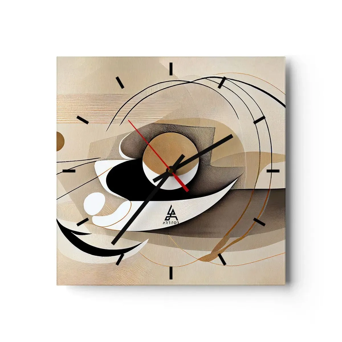 Wall clock - Clock on glass - Composition -the Heart of Things - 30x30 cm