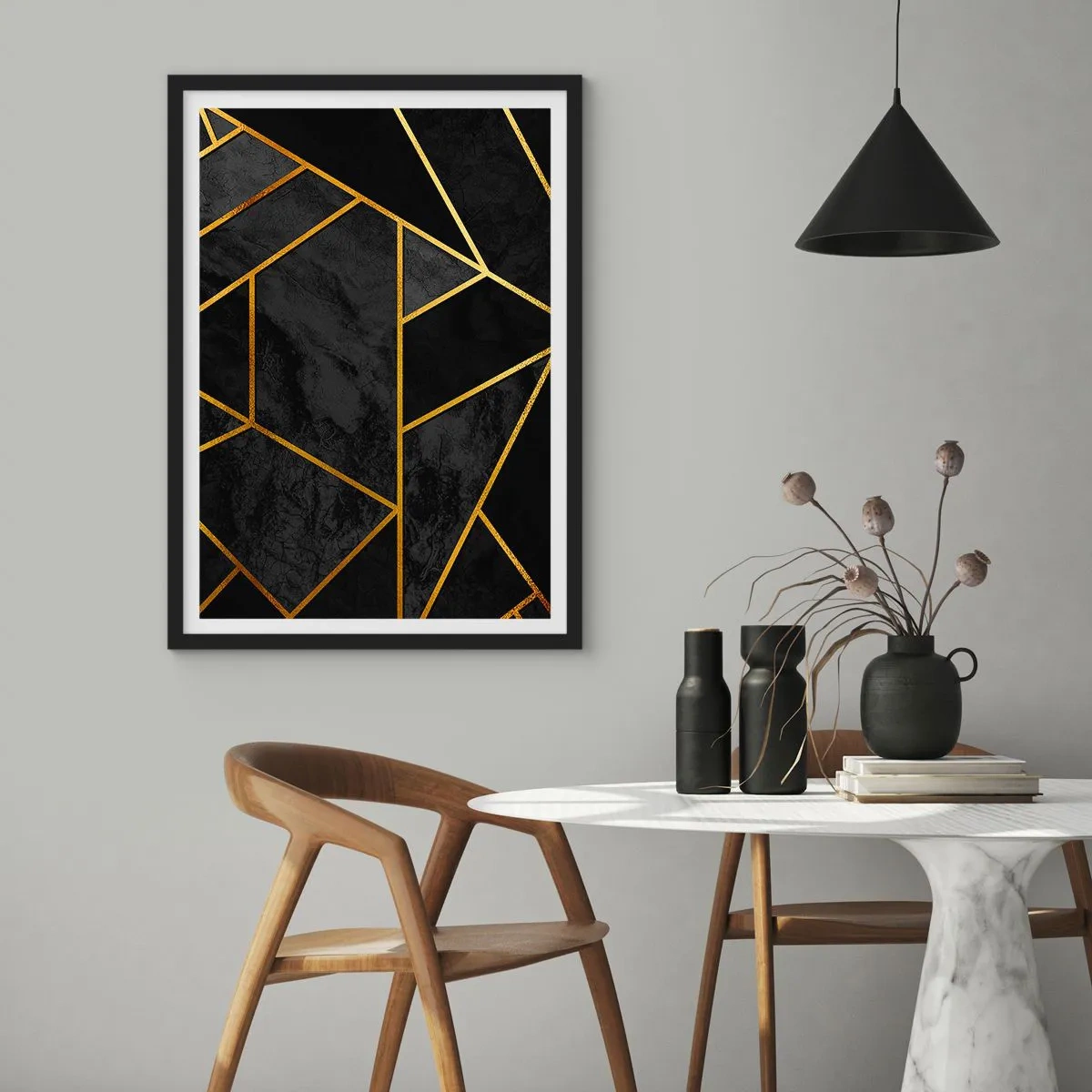 Poster in black frame - Darkness and Brighness - 70x100 cm