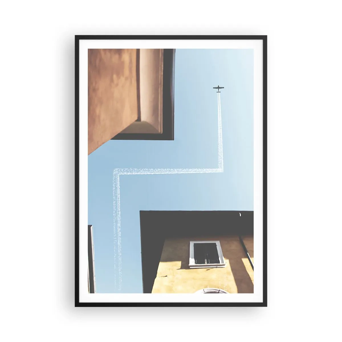 Poster in black frame - Above City Maze - 70x100 cm