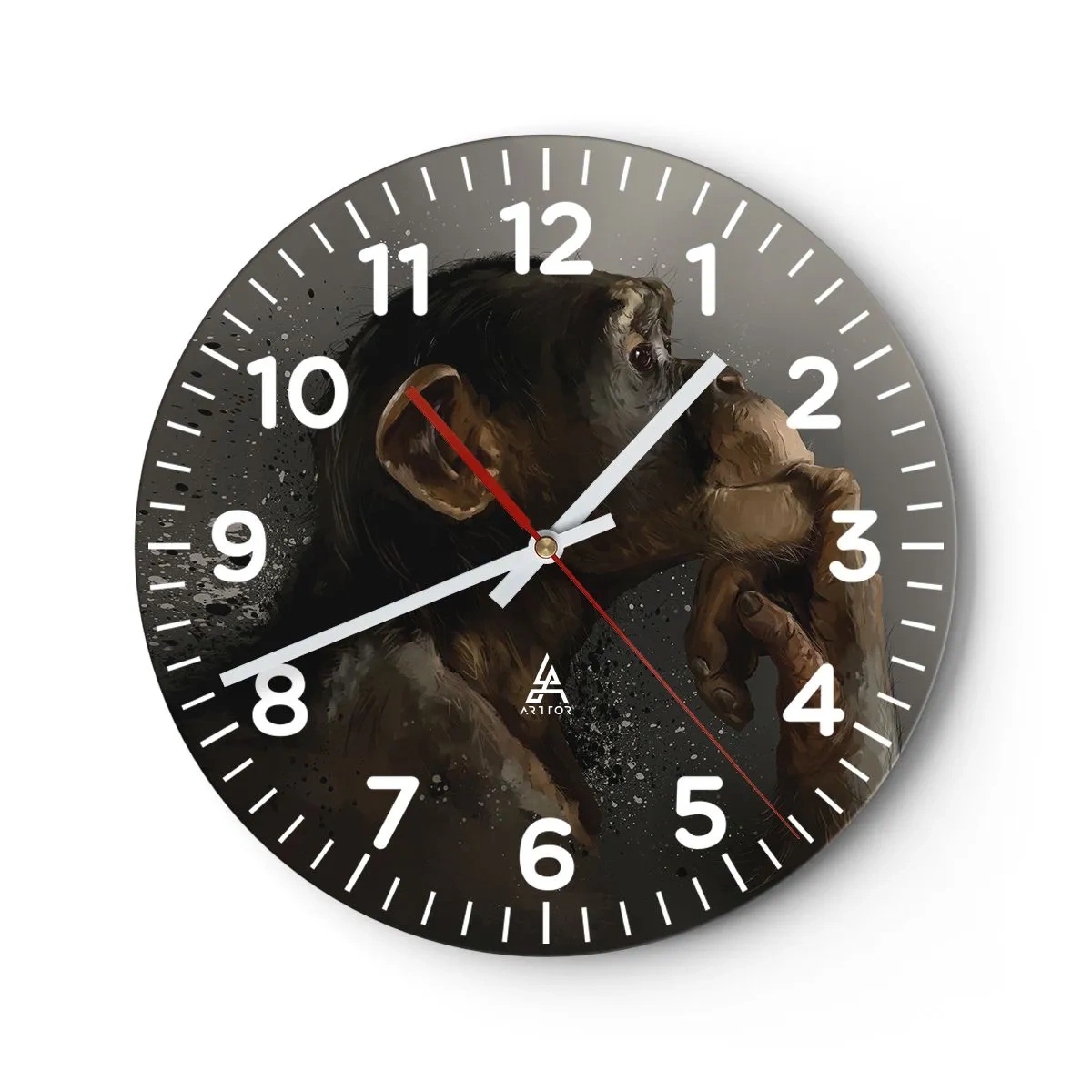 Wall clock - Clock on glass - Certainly a Thinker - 40x40 cm