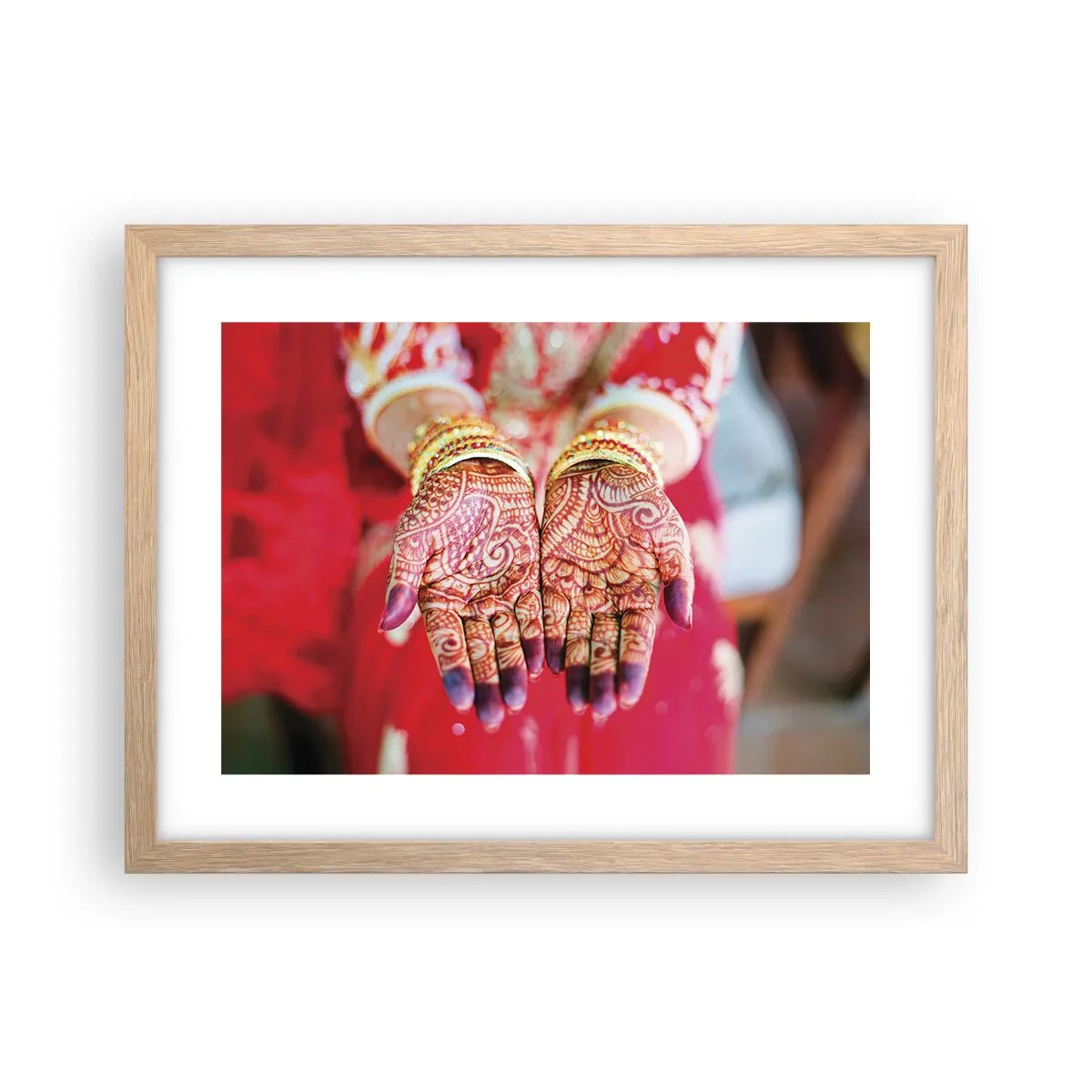 Poster in light oak frame - Readt to Catch Happiness - 40x30 cm