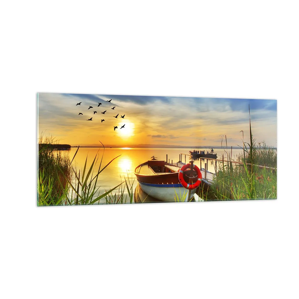 Glass picture - Cormorants Are Flying Away - 100x40 cm