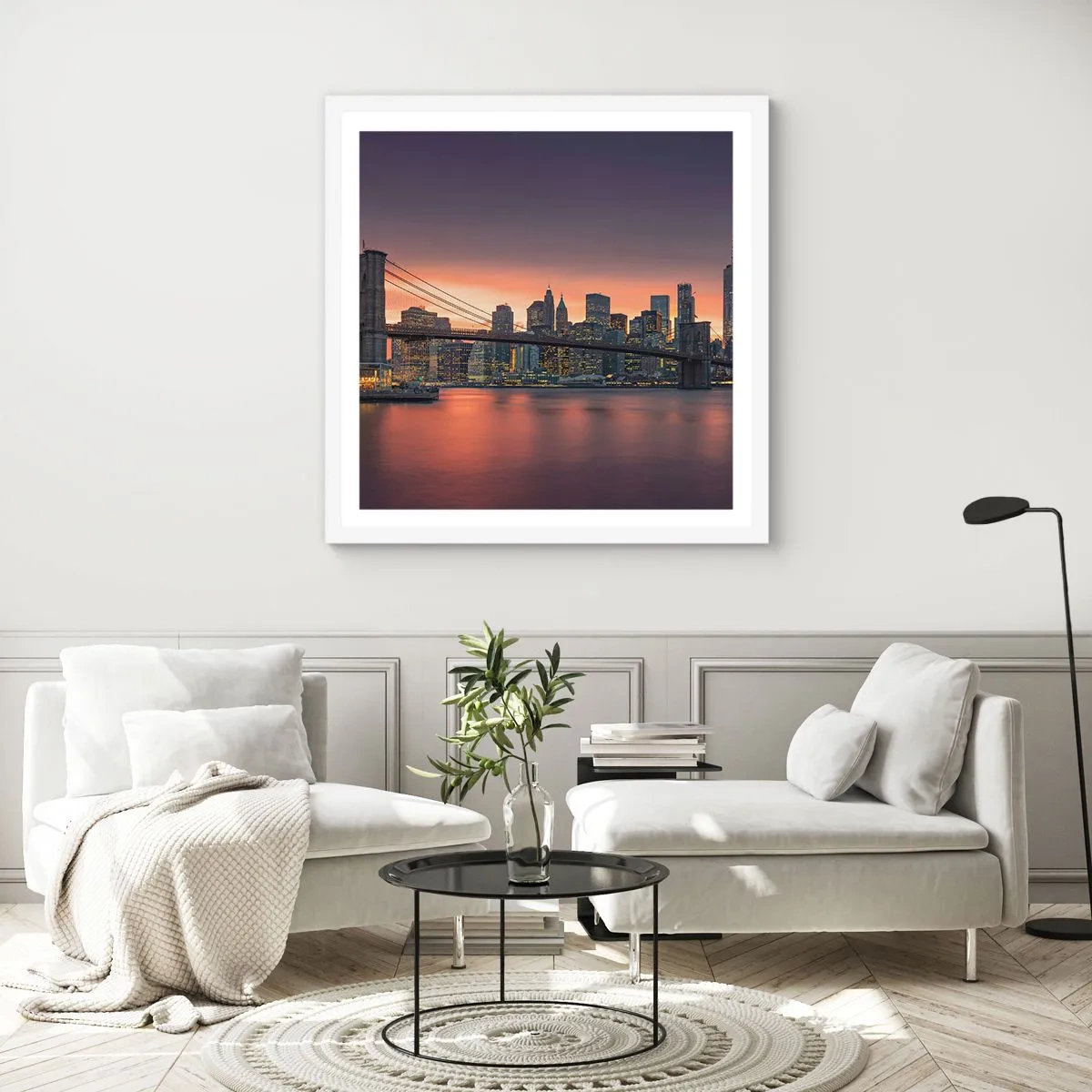 Poster in white frmae - Submerged in Lilac Silence - 40x40 cm