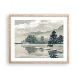 Poster in light oak frame - Lake Is Still Asleep - 50x40 cm