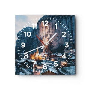 Wall clock - Clock on glass - Sparkling Winter Spirit - 40x40 cm