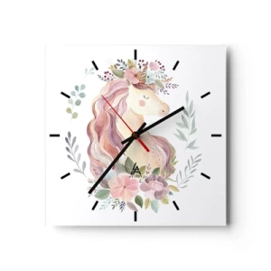 Wall clock - Clock on glass - Invitation to the Fairytale World - 30x30 cm