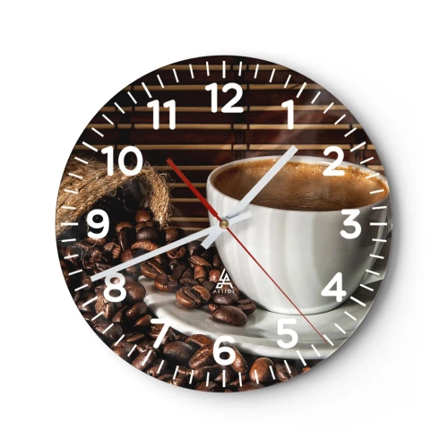 Wall clock - Clock on glass - Blackness of Coal, Clarity of Diamond - 40x40 cm