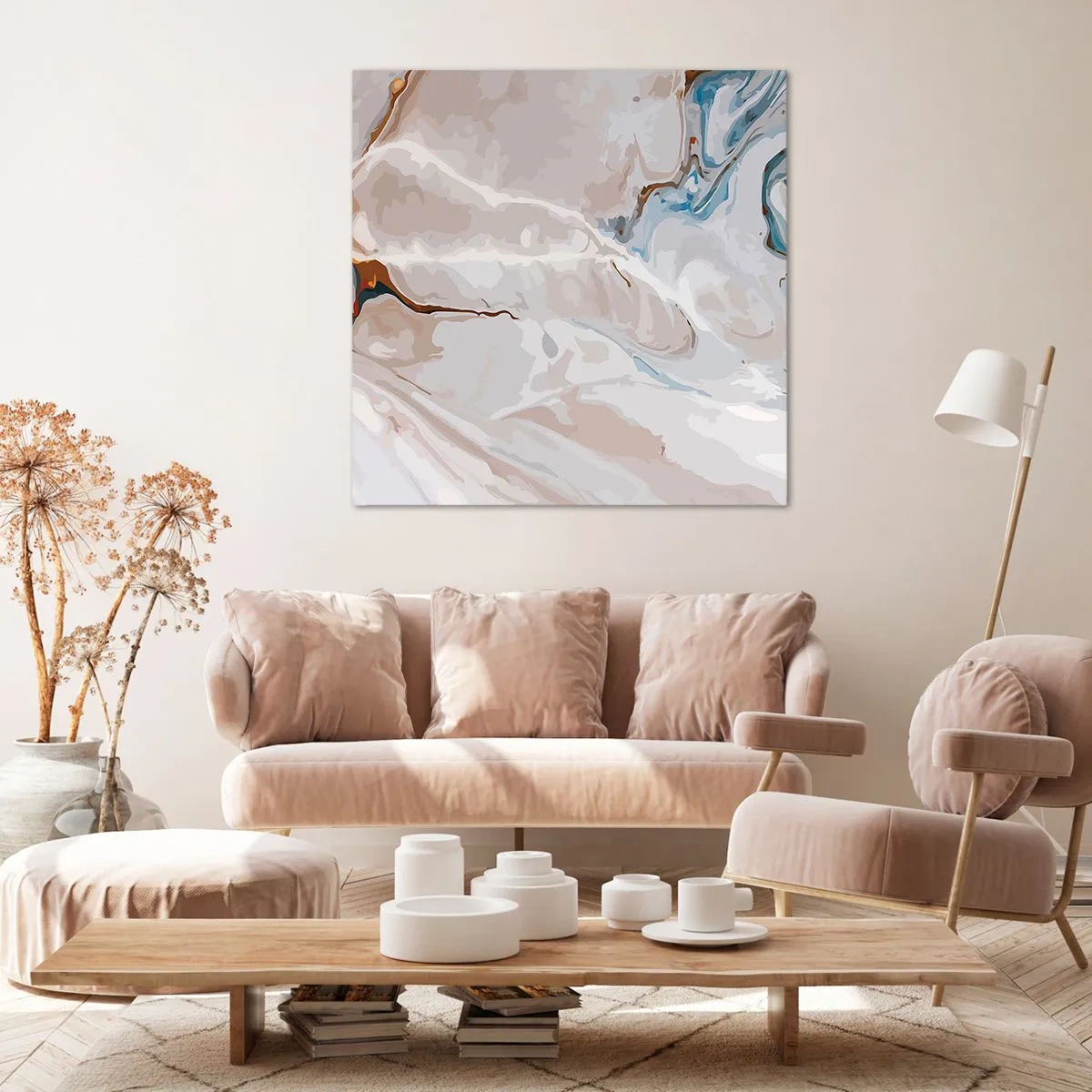 Canvas picture - Blue Meanders under White - 70x70 cm