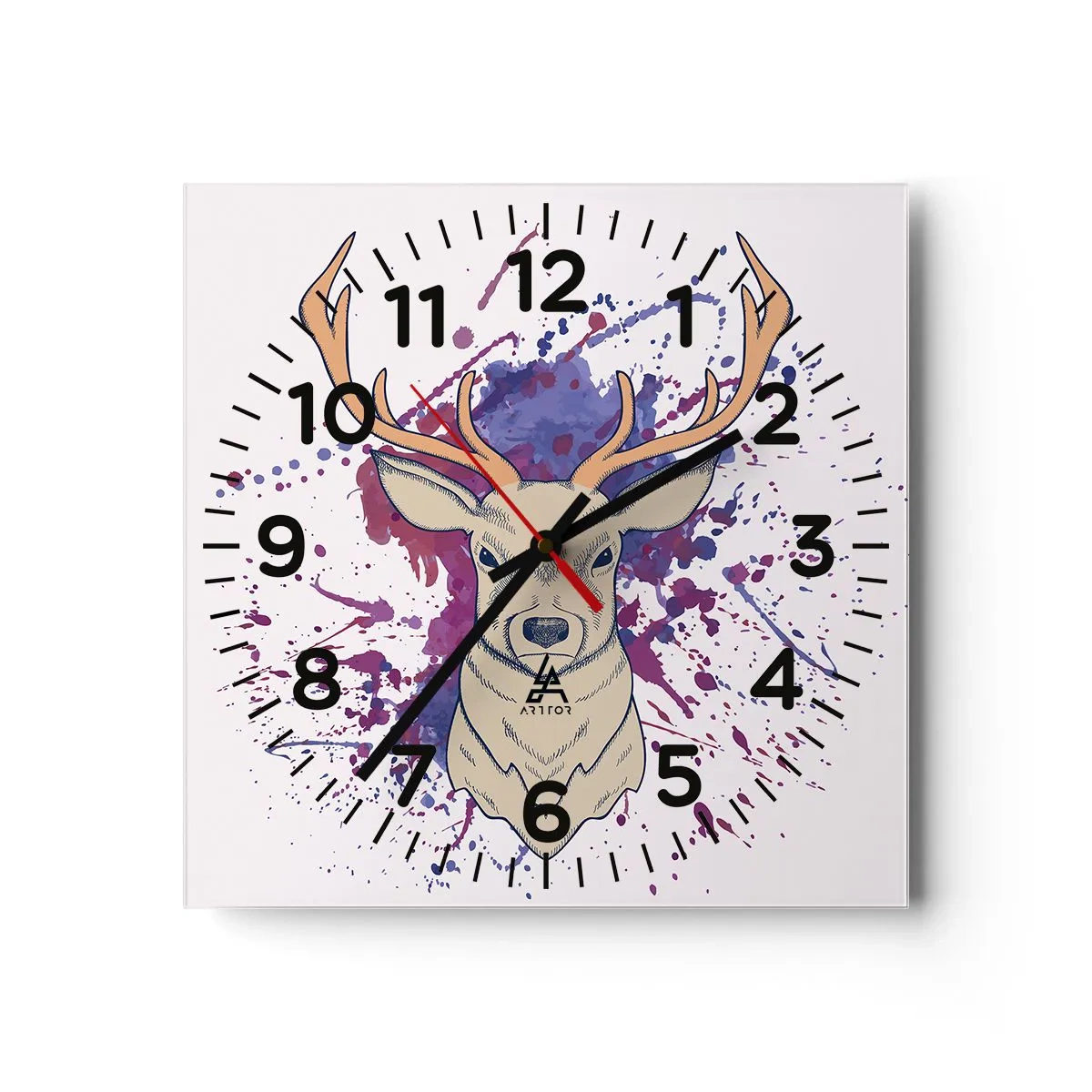 Wall clock - Clock on glass - Courage and Balance - 30x30 cm