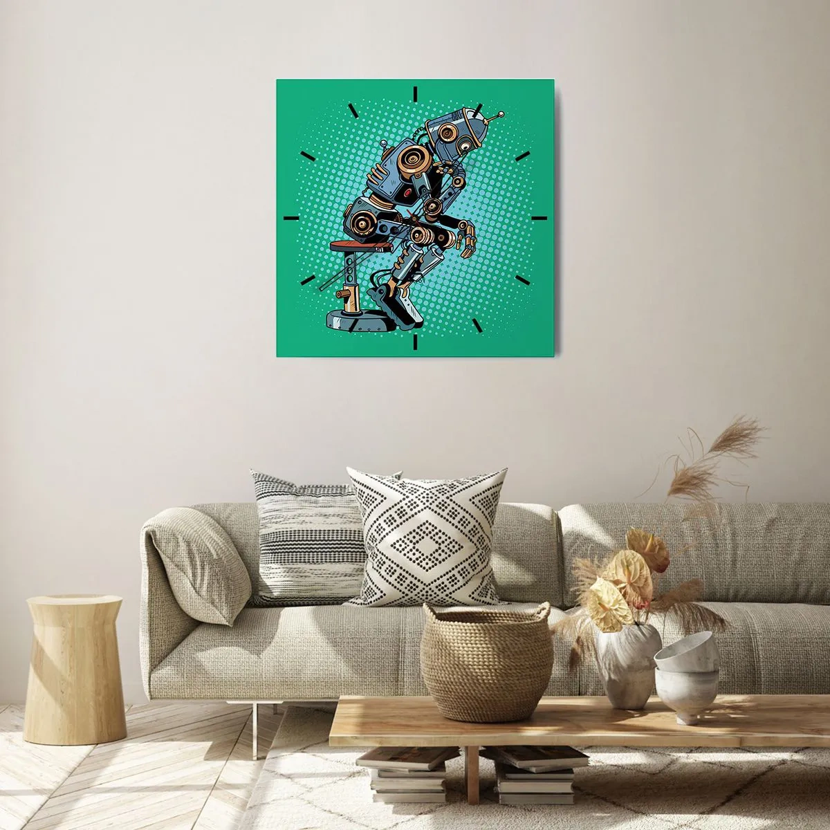Wall clock - Clock on glass - On the Essence of Being - 40x40 cm