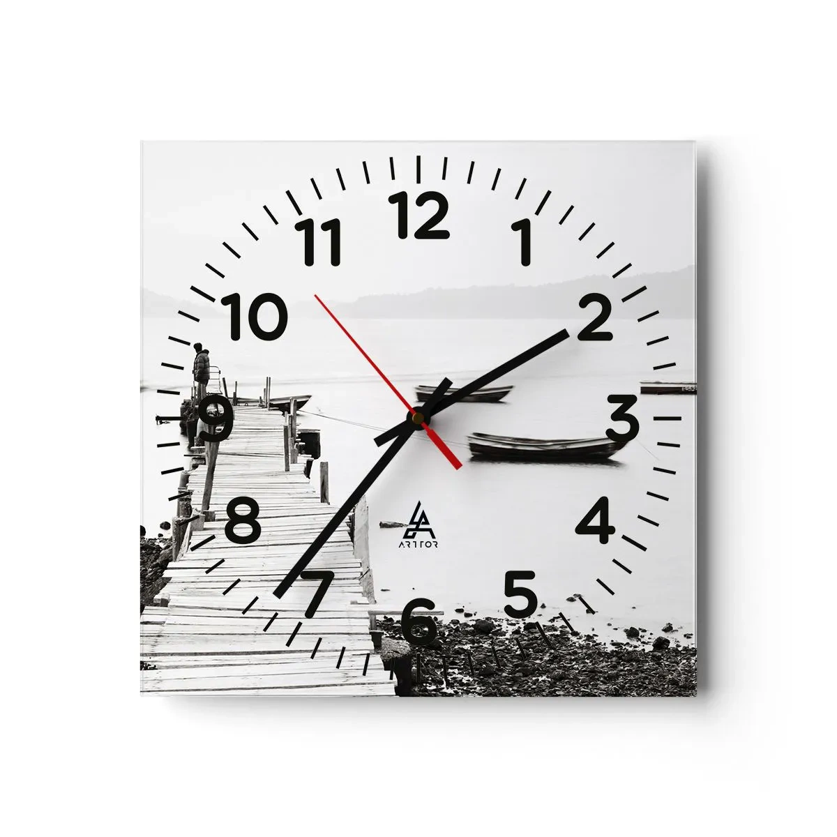 Wall clock - Clock on glass - By Waters Still and Clear - 40x40 cm